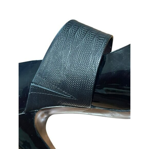 Isola Black Patent Leather Heels With Croc-Embossed Strap Womens Size 9M - Picture 9 of 12